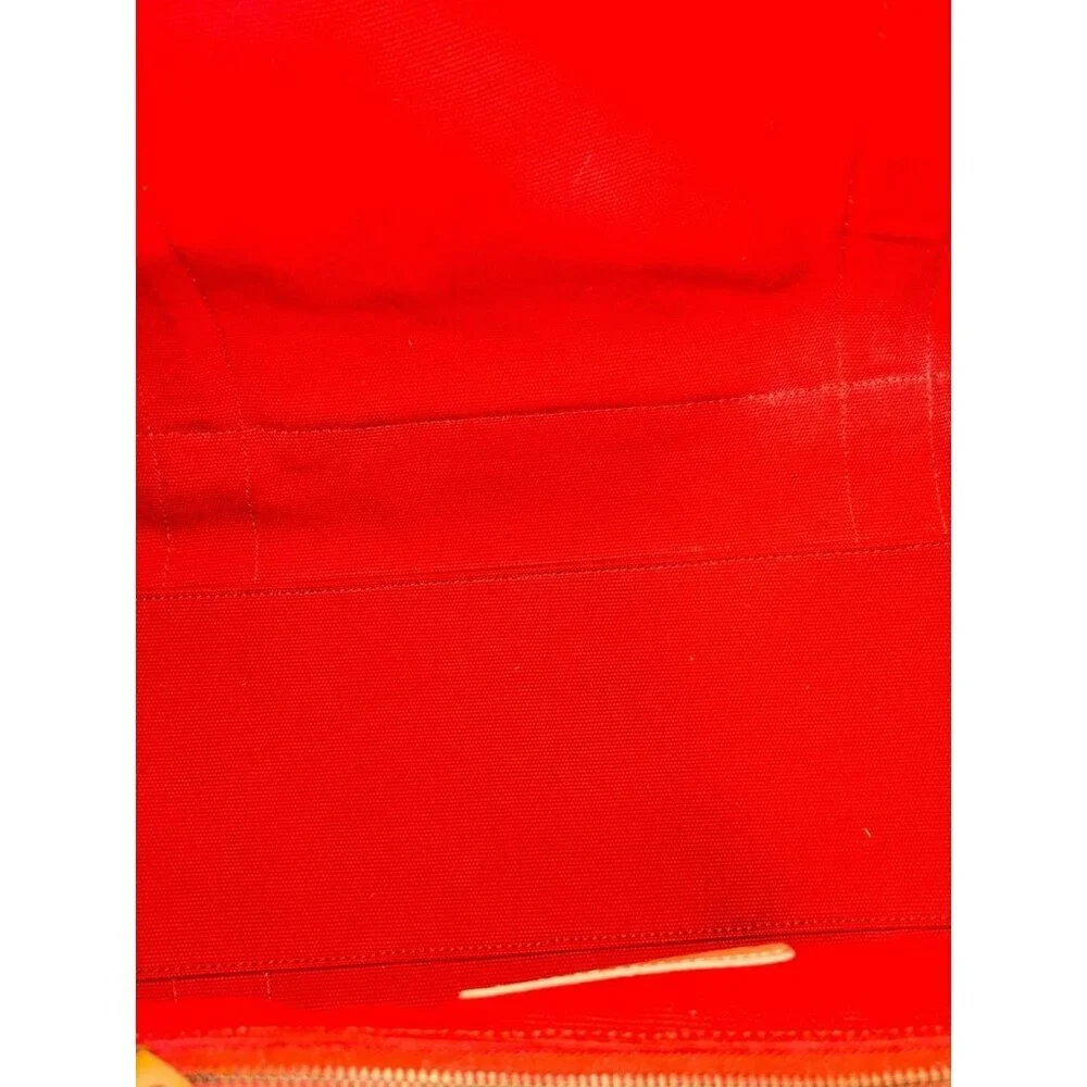 Coach Bleecker Orange Canvas &‎ Tan Leather Beach Unisex Tote Bag 71321 5825 - Picture 3 of 12